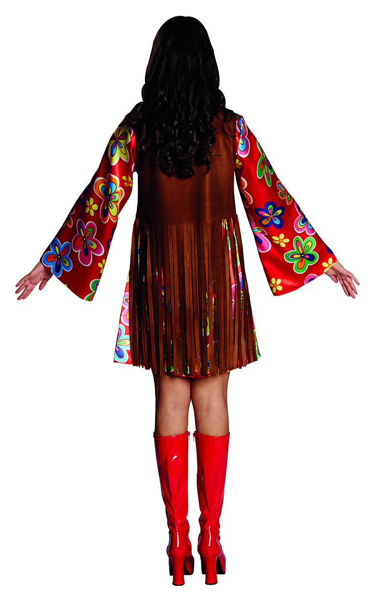 Kostüm Retro Hippie Kleid mit Weste Gr. 36-48 ...